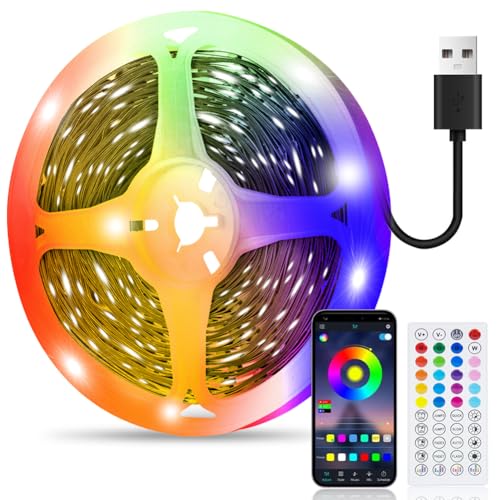 LED Strip 6m, RGB Farbwechsel LED Lichterkette mit Steuerbar via App+Fernbedienung, Sync Musik, LED Streifen für Party, Schlafzimmer, TV, KücheDeko von PSTAR