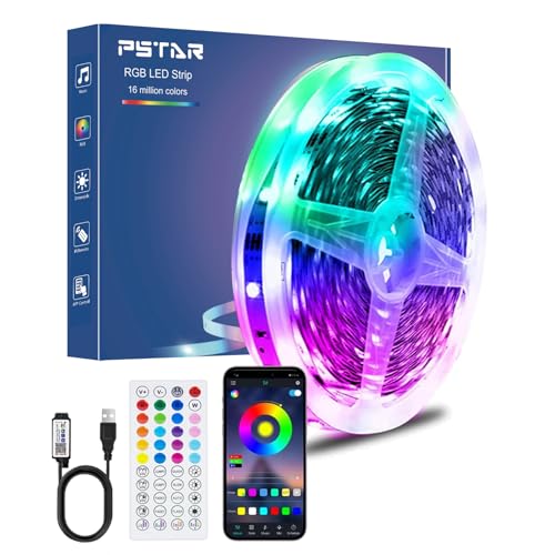 LED Strip 9m, Bluetooth LED Streifen Selbstklebend, RGB Led Band mit Fernbedienung und APP, Dimmbar DIY Deko für Schlafzimmer Küche Wohnzimmer Leiste Haus Party LED Strip 9m, Bluetooth LED Streifen Selbstklebend, RGB Led Band mit Fernbedienung und APP, Dimmbar DIY Deko für Schlafzimmer Küche Wohnzimmer Leiste Haus Party von PSTAR