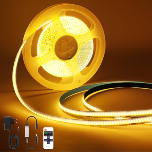 PSTAR COB LED Streifen 2700K Warmweiß, 1M Dimmbares 24V Flexibles COB LED Streifen Licht set, 320LEDs/M, mit RF Fernbedienung, für Unterbau, TV Küche Wohnzimmer DIY von PSTAR