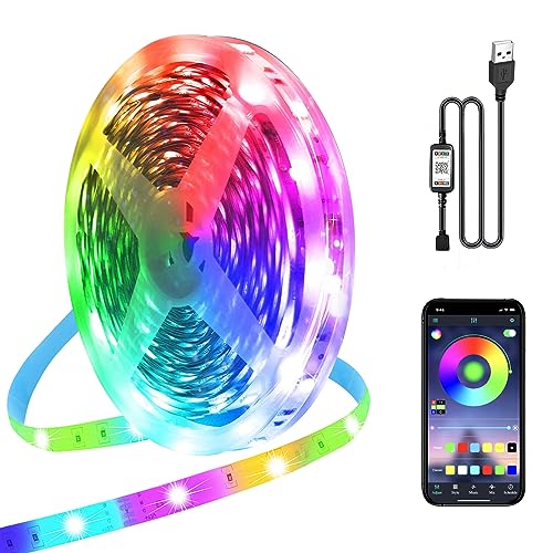 PSTAR LED Strip 10M, App Smart Steuerung RGB LED Streifen USB-Schnittstelle, 5V LED Lights Sync mit Musik, Fernbedienung, Timermodus, LED band für Haus, Wohnzimmer, Küche von PSTAR