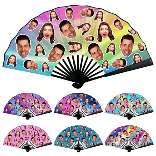 PSUNEY Personalisierte Handfächer Faltbare Fächer, Personalisierte Gesichter Fan Klein Handfächer im Sommer, Chinesische Fächer Klappfächer für Hochzeite Bevorzugung Aufführung Tanz Dekoration von PSUNEY