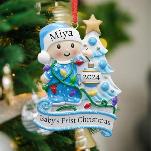 PSUNEY Personalisierte Weihnachtsornamente Benutzerdefinierte Weihnachtsanhänger Dekor Weihnachtsbaum Ornamente mit Namen Text Familie Verzierung Xmas Baum Hängen Dekoration Geschenk für Familie von PSUNEY