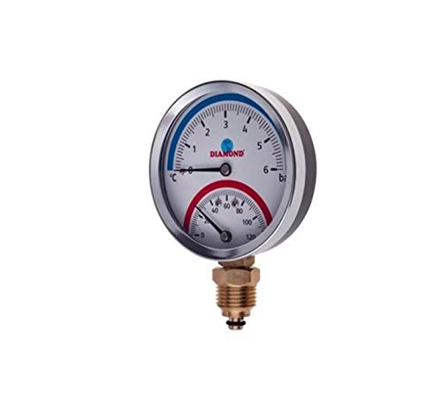 80mm 6 BAR Seiteneingang 120C Temperatur Manometer 1/2 "BSP Thermomanometer von Wärmer System