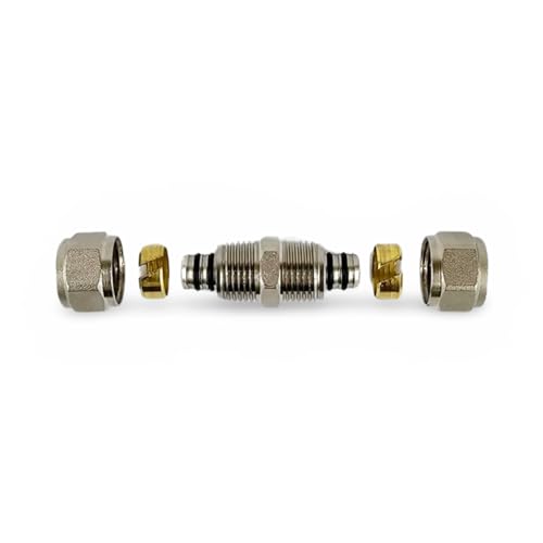 Equal Gerader Verbinder, 16 mm – 16 mm, Kompressionspassform für Kunststoffrohre, Mehrschichtrohre, PEX, Alu-Pex, Pert-Rohr (1 Stück) von PSW TRADE SUPPLIERS LTD