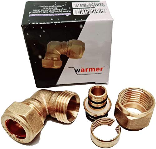 Winkel-Reduzierstück 16 mm PEX Alu PEX Rohr – 15 mm Kompression Kupfer Kunststoff 4 Stück von Wärmer System
