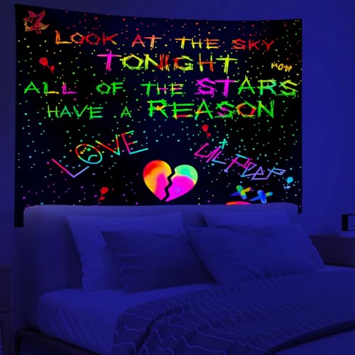 PSYHILAR Schwarzlicht Lil Peep Tapisserie, Schwarzlicht-Poster für Schlafzimmer, Star Shopping Rapper UV-Flagge (101,6 x 76,2 cm) von PSYHILAR