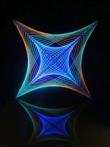 PSYWORK Schwarzlicht 2D StringArt Fadendeko Caribbean Flower, 90cm von PSYWORK