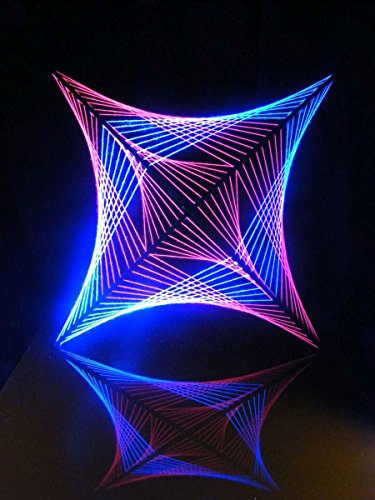 PSYWORK Schwarzlicht 2D StringArt | Fadendeko | Pink Shadow | 90 cm | UV aktiv | Fadenkunst Neon Wohndeko Dekoration Partydeko PSY Goa handgefertigt String Art Holz von PSYWORK
