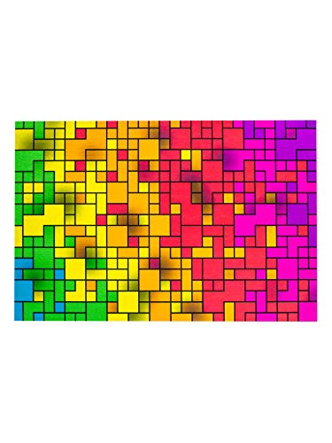 PSYWORK Schwarzlicht Fußmatte Läufer Neon Fancy Rainbow Pixel, 50x75 cm von PSYWORK