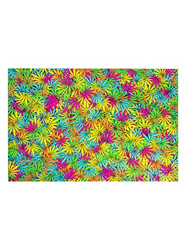 PSYWORK Schwarzlicht Fußmatte Läufer Neon Sweet Weed, 50x75 cm von PSYWORK