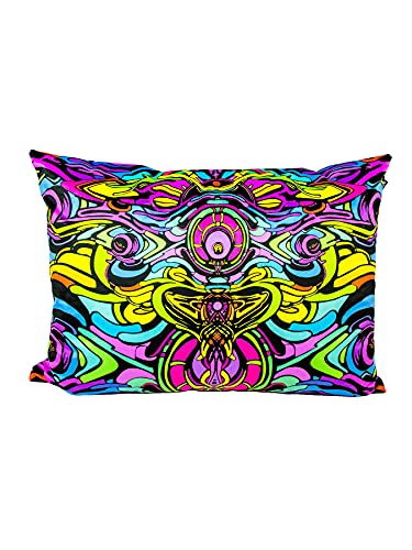 PSYWORK Schwarzlicht Kissen Neon Dragon Temple, 50x70cm von PSYWORK