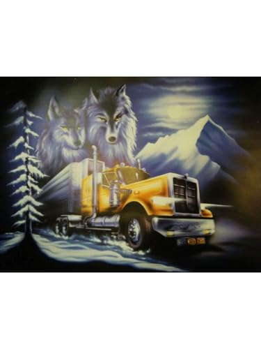 PSYWORK Schwarzlicht Poster | Ghost Truck | 64x90cm | ungerahmt | Kunstdruck | Fantasy | Wandbild | Wandposter | Auto von PSYWORK