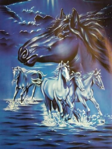 PSYWORK Schwarzlicht Poster | Wild Horses | 64x90cm | ungerahmt | Kunstdruck | Fantasy | Wandbild | Wandposter | Pferd von PSYWORK