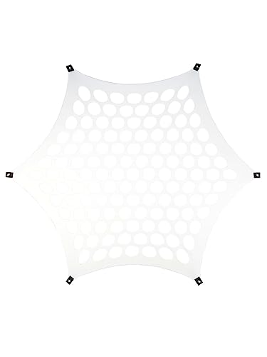 PSYWORK Schwarzlicht Segel Spandex | Crystal Clear Hexagon Holes Weiß | 1,75 x 1,75m | UV-aktiv | fluoreszierend | Wandtuch Wandbehang Stoff Neon Deko Party Tuch Tapestry Poster Psy Goa von PSYWORK