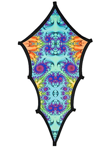 PSYWORK Schwarzlicht Segel Spandex | Drache Fractal Wonderland Blue | 1,10 x 0,55m | UV-aktiv | Leuchtend | Wandtuch Wandbehang Stoff Neon Deko Party Tuch Tapestry Poster PSY Goa von PSYWORK