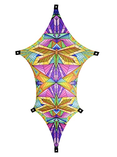 PSYWORK Schwarzlicht Segel Spandex | Drache M Neon Polygon Dragonfly | 1,10 x 1,85m | UV-aktiv | leuchtend | Wandtuch Wandbehang Stoff Neon Deko Party Tuch Tapestry Poster Psy Goa von PSYWORK