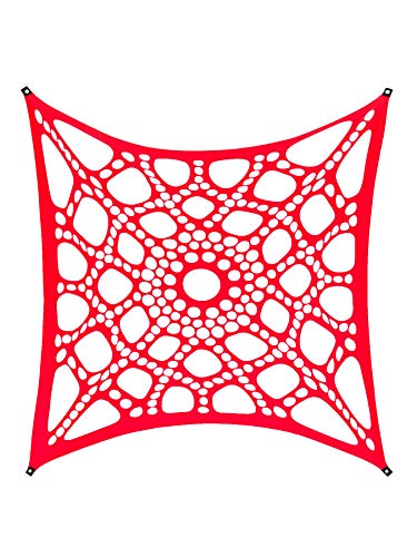 PSYWORK Schwarzlicht Segel Spandex Neon Spiderweb Rot, 3x3m von PSYWORK