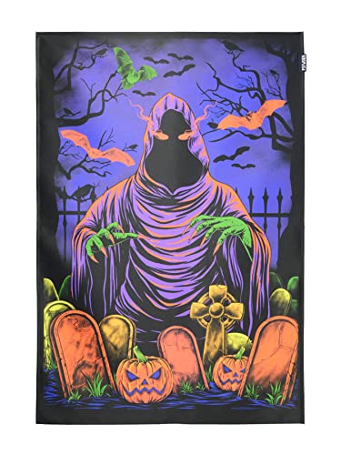 PSYWORK Schwarzlicht Stoffposter Neon | Chromadepth 3D Halloween Graveyard | 0,6 x 0,9m | UV-aktiv | fluoreszierend | Wandbehang Stoffbanner Poster Wandbild Kunstdruck Dekobild Dekoration Wandteppich PSYWORK Schwarzlicht Stoffposter Neon | Chromadepth 3D Halloween Graveyard | 0,6 x 0,9m | UV-aktiv | fluoreszierend | Wandbehang Stoffbanner Poster Wandbild Kunstdruck Dekobild Dekoration Wandteppich von PSYWORK