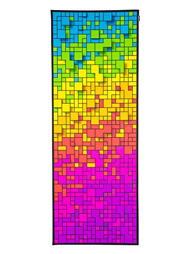 PSYWORK Schwarzlicht Stoffposter Neon | Fancy Rainbow Pixel | 0,7 x 1,85m | UV-aktiv | fluoreszierend | Wandbehang Stoffbanner Poster Wandbild Kunstdruck Dekobild Dekoration Wandteppich von PSYWORK