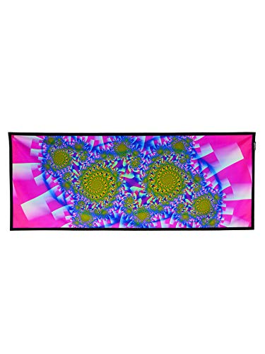 PSYWORK Schwarzlicht Stoffposter Neon | Fractal Cloud Blue | 0,45x1,2m | UV-aktiv | fluoreszierend | Wandbehang Stoffbanner Poster Wandbild Kunstdruck Dekobild Dekoration Wandteppich von PSYWORK