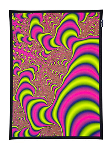 PSYWORK Schwarzlicht Stoffposter Neon | Fractal Dimension II | 0,5 x 0,7m | UV-aktiv | fluoreszierend | Wandbehang Stoffbanner Poster Wandbild Kunstdruck Dekobild Dekoration Wandteppich von PSYWORK