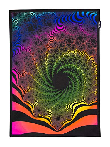 PSYWORK Schwarzlicht Stoffposter Neon | Fractal Dimension III | 0,5 x 0,7m | UV-aktiv | fluoreszierend | Wandbehang Stoffbanner Poster Wandbild Kunstdruck Dekobild Dekoration Wandteppich von PSYWORK