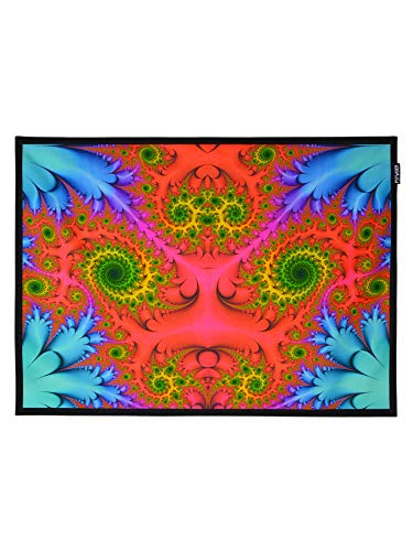 PSYWORK Schwarzlicht Stoffposter Neon | Fractal Wonderland Red | 0,5 x 0,7m | UV-aktiv | fluoreszierend | Wandbehang Stoffbanner Poster Wandbild Kunstdruck Dekobild Dekoration Wandteppich von PSYWORK