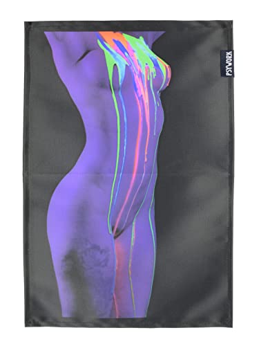 PSYWORK Schwarzlicht Stoffposter Neon | Girl UV Color Splash 1 | 0,3 x 0,45m | UV-aktiv | fluoreszierend | Wandbehang Stoffbanner Poster Wandbild Kunstdruck Dekobild Dekoration Wandteppich von PSYWORK