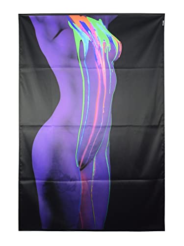 PSYWORK Schwarzlicht Stoffposter Neon | Girl UV Color Splash 1 | 1,0 x 1,5m | UV-aktiv | fluoreszierend | Wandbehang Stoffbanner Poster Wandbild Kunstdruck Dekobild Dekoration Wandteppich von PSYWORK