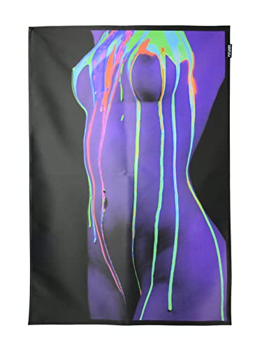 PSYWORK Schwarzlicht Stoffposter Neon | Girl UV Color Splash 2 | 0,6 x 0,9m | UV-aktiv | fluoreszierend | Wandbehang Stoffbanner Poster Wandbild Kunstdruck Dekobild Dekoration Wandteppich von PSYWORK