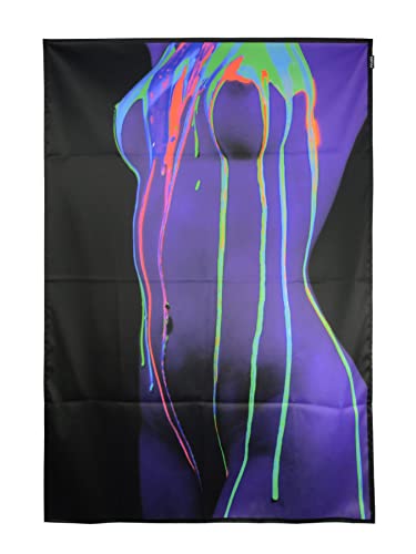 PSYWORK Schwarzlicht Stoffposter Neon | Girl UV Color Splash 2 | 1,0 x 1,5m | UV-aktiv | fluoreszierend | Wandbehang Stoffbanner Poster Wandbild Kunstdruck Dekobild Dekoration Wandteppich von PSYWORK