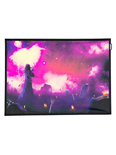 PSYWORK Schwarzlicht Stoffposter Neon | Halloween Graveyard | 0,5 x 0,7m | UV-aktiv | fluoreszierend | Wandbehang Stoffbanner Poster Wandbild Kunstdruck Dekobild Dekoration Wandteppich von PSYWORK