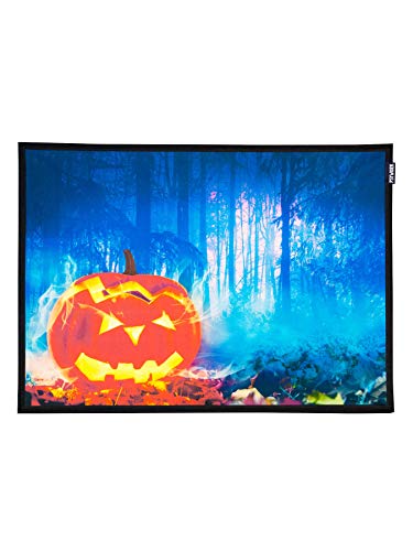 PSYWORK Schwarzlicht Stoffposter Neon | Halloween Pumpkin | 0,5 x 0,7m | UV-aktiv | fluoreszierend | Wandbehang Stoffbanner Poster Wandbild Kunstdruck Dekobild Dekoration Wandteppich von PSYWORK