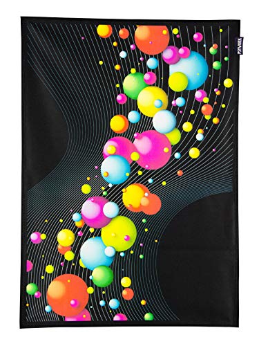 PSYWORK Schwarzlicht Stoffposter Neon | Happy Bubbles | 0,5 x 0,7m | UV-aktiv | fluoreszierend | Wandbehang Stoffbanner Poster Wandbild Kunstdruck Dekobild Dekoration Wandteppich von PSYWORK