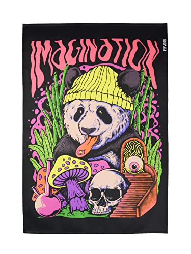 PSYWORK Schwarzlicht Stoffposter Neon | Imagination Panda | 0,4 x 0,6m | UV-aktiv | fluoreszierend | Wandbehang Stoffbanner Poster Wandbild Kunstdruck Dekobild Dekoration Wandteppich von PSYWORK