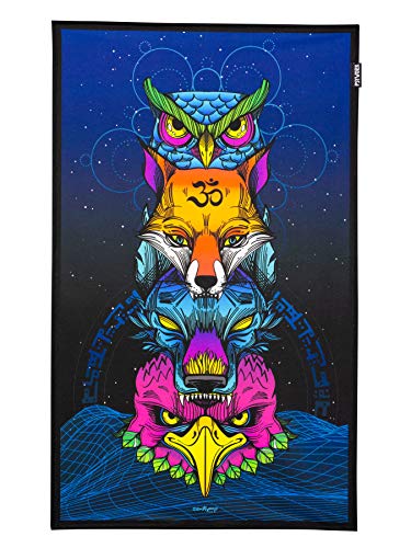 PSYWORK Schwarzlicht Stoffposter Neon | Sentymo Animal Stack | 0,5 x 0,82m | UV-aktiv | fluoreszierend | Wandbehang Stoffbanner Poster Wandbild Kunstdruck Dekobild Dekoration Wandteppich von PSYWORK