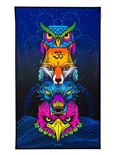 PSYWORK Schwarzlicht Stoffposter Neon | Sentymo Animal Stack | 0,89 x 1,47m | UV-aktiv | fluoreszierend | Wandbehang Stoffbanner Poster Wandbild Kunstdruck Dekobild Dekoration Wandteppich von PSYWORK