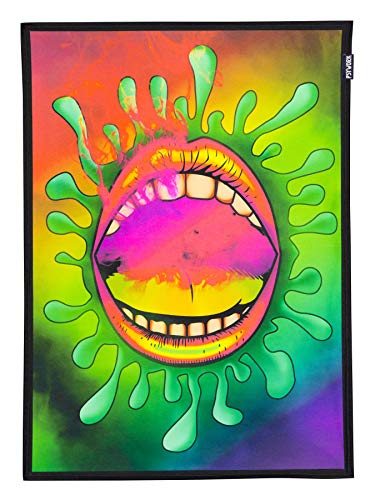 PSYWORK Schwarzlicht Stoffposter Neon | Smoking Lips | 0,5 x 0,7m | UV-aktiv | fluoreszierend | Wandbehang Stoffbanner Poster Wandbild Kunstdruck Dekobild Dekoration Wandteppich PSYWORK Schwarzlicht Stoffposter Neon | Smoking Lips | 0,5 x 0,7m | UV-aktiv | fluoreszierend | Wandbehang Stoffbanner Poster Wandbild Kunstdruck Dekobild Dekoration Wandteppich von PSYWORK