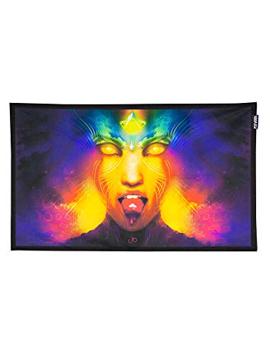 PSYWORK Schwarzlicht Stoffposter Neon | Vermilion | 0,42 x 0,70m | UV-aktiv | fluoreszierend | Wandbehang Stoffbanner Poster Wandbild Kunstdruck Dekobild Dekoration Wandteppich von PSYWORK