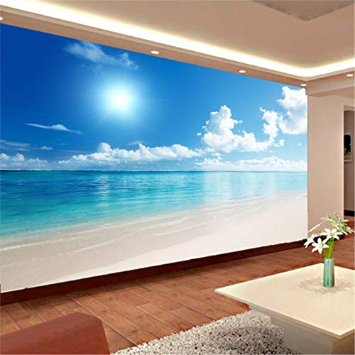 PSiFound® 3D Wandbild Selbstklebende Tapete Blauer Himmel Sonne Weiße Wolken Meer Strand (200X150Cm) Kinderzimmer Tapete Poster Fototapete Junge Mädchen Schlafzimmer Raumdekoration Umweltschutz von PSiFound®