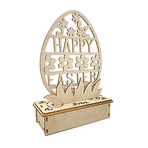 Frohe Ostern DIY Holz Licht Kleine Box Aushöhlen Cartoon Bunny Egg Form Ornamente Unvollendet Handwerk Home Party Tischdekoration Ostern Ornamente von PT-NIUJHG