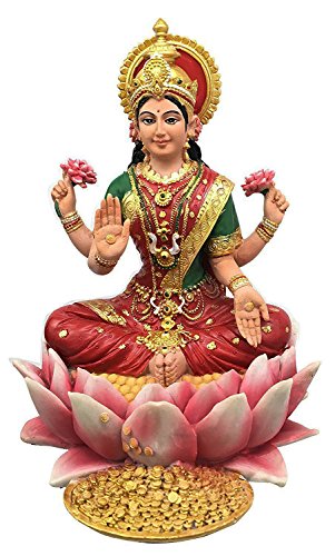PT Pacific Trading Lakshmi Hindu-Göttin auf Lotus-Statue, Skulptur von PT
