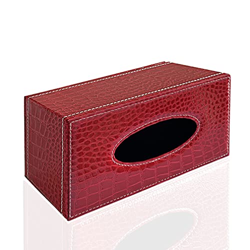 PTAPIPI Stilvoller PU-Leder-Taschentuchhalter, Moderner Rechteckiger Serviettenhalter Pumping Paperchase Dispenser (Red Crocodile Pattern) von PTAPIPI