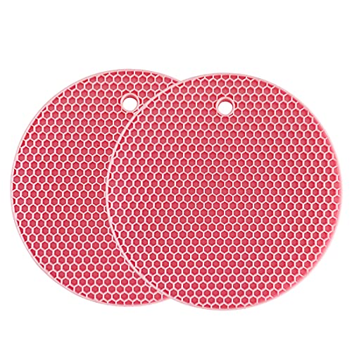 Silikon-Untersetzer, Mehrzweck-Trockenuntersetzer, hitzebeständig bis 240 °C, Topflappen, wasserdicht, (2er-Set) rutschfest, flexibel, langlebig, spülmaschinenfest (Rosa) von PTAPIPI