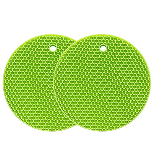 Topfuntersetzer aus Silikon, Mehrzweck-Trocknungsmatte, hitzebeständig bis 464 ° F, Topflappen, wasserdicht, (2er-Set) rutschfest, flexibel, langlebig (grün) von PTAPIPI