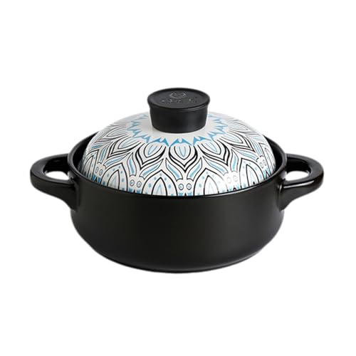 1,5 l Schmortopf mit Deckel Suppentopf klein Tontopf Suppentopf Keramik Topf rund Terrakotta Topf mit Deckel Kochgeschirr Keramik Kochgeschirr Hochtemperaturbeständig von PTATT