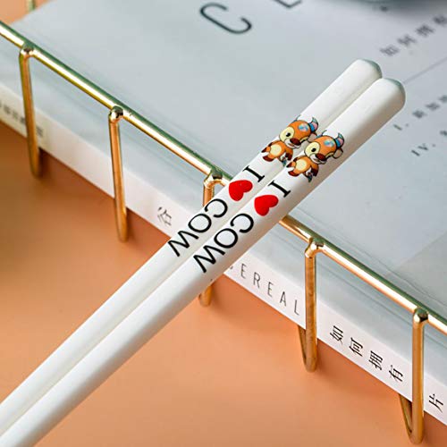 1 Paar Porzellan-Essstäbchen, 12 Sternzeichen, chinesische Essstäbchen, Knochenporzellan, Essstäbchen, Premium-wiederverwendbar, spülmaschinenfest, hohe Temperaturbeständigkeit O von PTATT