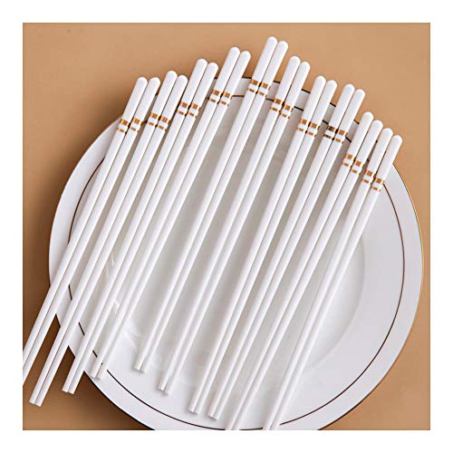 10 Paar Knochenporzellan Essstäbchen Wiederverwendbare japanische chinesische koreanische Essstäbchen rutschfest 9,4 Zoll Weiß für Schule, Zuhause, Büro, Outdoor, Bento Box Verwendung E von PTATT