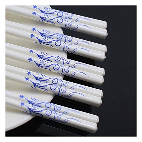 5 Paar Essstäbchen aus Holz, Geschenk-Box-Verpackung, weißes Porzellan, Blumenmuster, klassische japanische wiederverwendbare Essstäbchen, Geschirrspüler, Einweihungsgeschenk, 25 cm E 5 Paar Essstäbchen aus Holz, Geschenk-Box-Verpackung, weißes Porzellan, Blumenmuster, klassische japanische wiederverwendbare Essstäbchen, Geschirrspüler, Einweihungsgeschenk, 25 cm E von PTATT