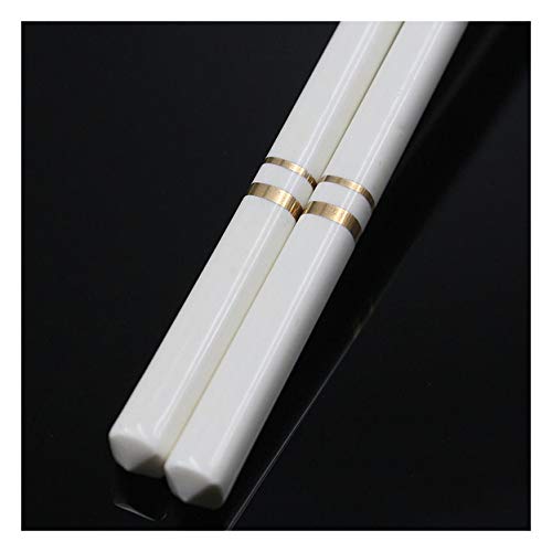 5 Paar Gold und Weiß Porzellan Essstäbchen Keramik 25 cm Essstäbchen Chinesisches Geschirr für Zuhause Restaurant (Premium-Geschenk-Box-Verpackung) A von PTATT